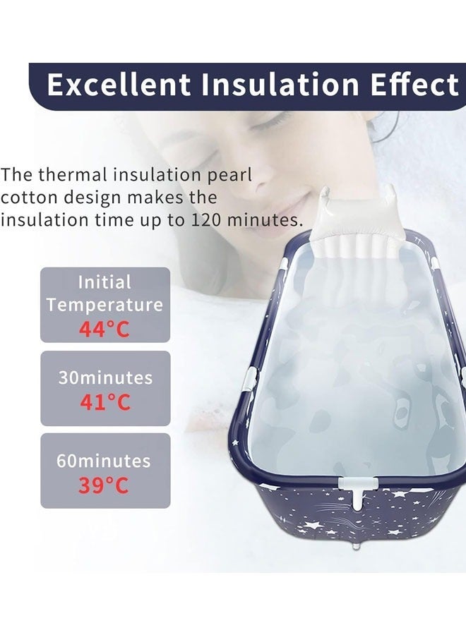 Extra Large Foldable Bathtub Freestanding Soaking Bathing Tub for Adult Bathroom Folding SPA Tub for Shower Stall, Separate Family Bathroom SPA Tub for Hot Ice Bath (B-120cm/47inch) - Image 3